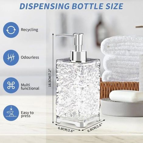Flacon Pompe Vide - 400 ml - Pour Savon Liquide Shampoing Gel Douche - Salle De Bain Cuisine - 2 Pièces (1/4)