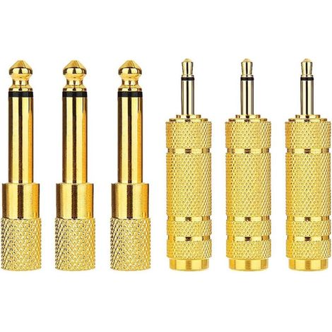 6 pièces Adaptateur convertisseur Prise Femelle TS 3,5 mm vers Prise mâle 6,35 mm et Prise mâle Mono 1/8" vers Prise Audio Femelle 1/4" pour Casque, Microphone, Haut-Parleur, Guitare (1/4)