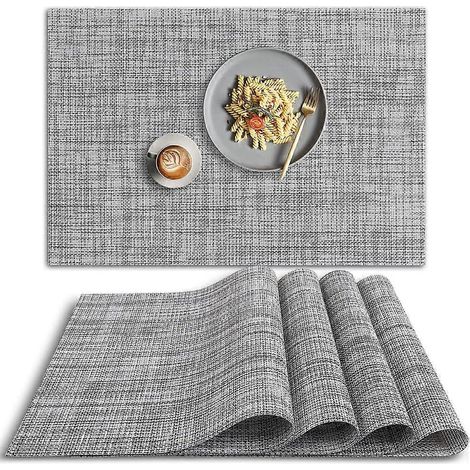 Sets de table en PVC, antidérapants, résistants à la chaleur et lavables, gris, lot de 4 (1/5)