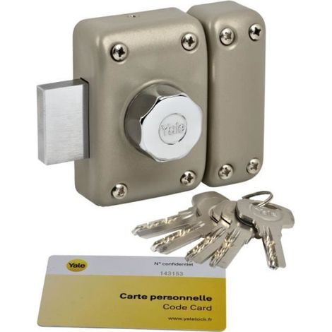 Verrou YALE YV26BT-40 - 6 goupilles - 23mm - 5 clés réversibles - beige