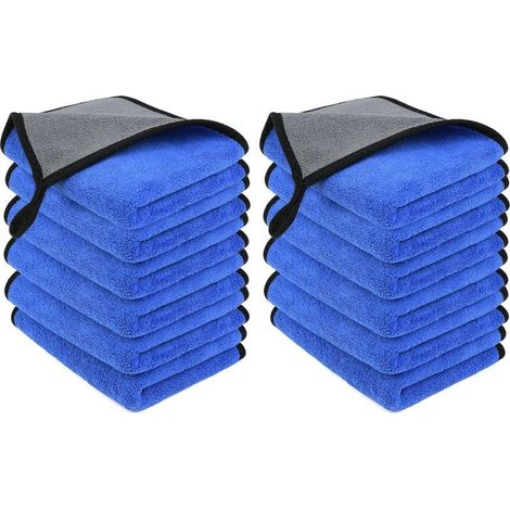 12PCS Chiffon en Microfibre, Réutilisable Chiffon de Nettoyage en Microfibre pour Nettoyage Vitres/Tous lavages/Machine à Polir Les Voiture/Domestique, Super Absorbant Chiffon Microfibre 30x40cm (1/5)