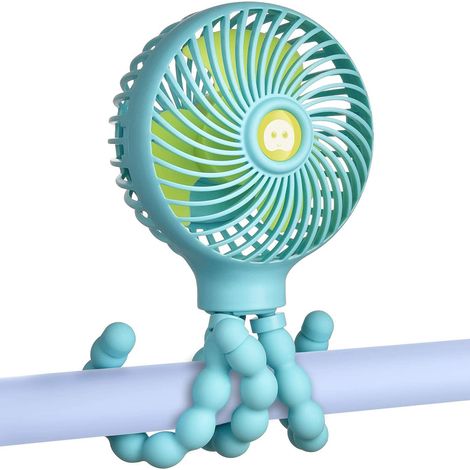 Ventilateur Portable - Trépied Flexible Métal Silicone - Alimentation USB Batterie Rechargeable 2000 mAh - 3 Vitesses - Pour Poussette Siège Auto Berceau Bureau Extérieur - 1 Pièce (1/5)