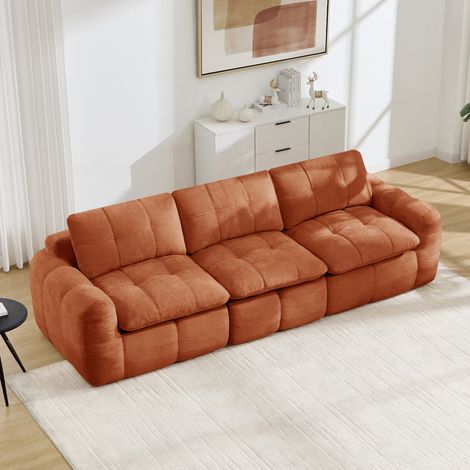Canapé modulable 264x97x68 cm en tissu chenille orange, sans montage, pour salon – MEUBLIV (1/5)