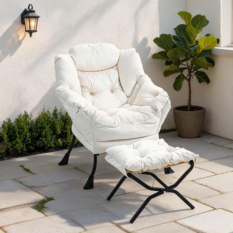 Fauteuil relax et repose-pieds pliant avec poche latérale (1/5)
