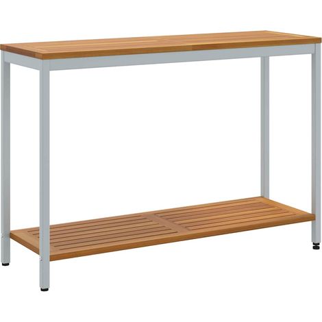 Mesa de exterior con estante Natural y Gris 110 x 35 x 75 cm vidaXL (1/5)