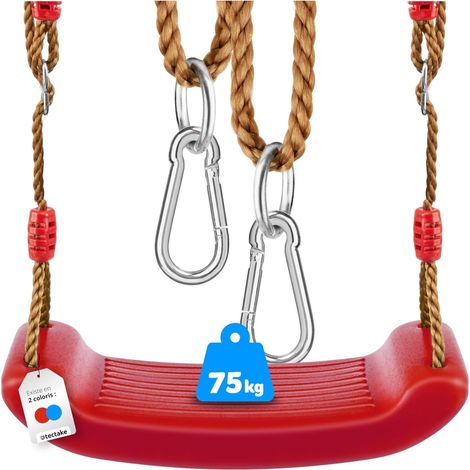 Outdoor-Schaukel, Gartenschaukel für Outdoor- oder Indoor-Spielbereich für Kinder und Erwachsene, mit Schaukelseil und Karabinern & rutschfester Oberfläche, max. 75kg