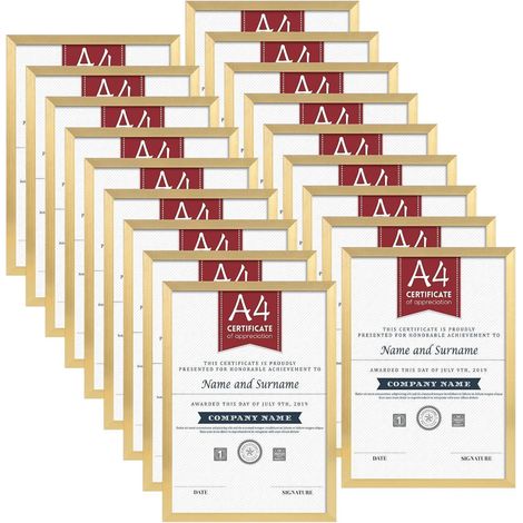 18er Set Bilderrahmen A4 Gold für 21x29,7 cm Fotos und Urkunden (1/5)