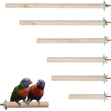 6 Pièces Perchoir Perroquet en Bois, Jouet Branches, Perchoir à Oiseaux en Bois pour Perroquet, pour Cages à Oiseaux pour Calopsittes, Conures (1/4)