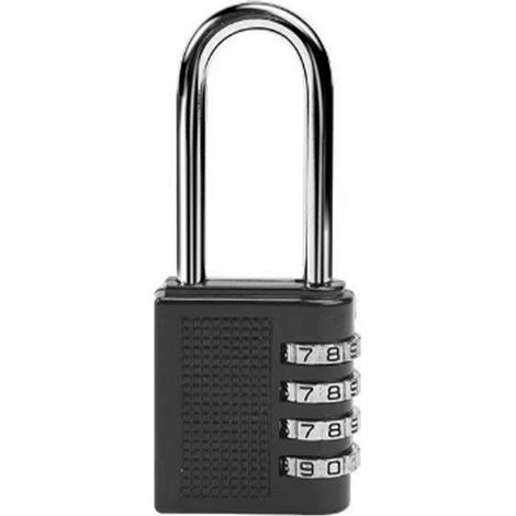 Cadenas à chiffres 4 chiffres en alliage de zinc, serrure mécanique à mot de passe pour armoire de rangement, cadenas suspendu noir, 1 pièce (1/5)