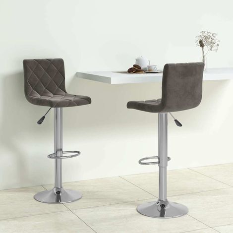 Lot de 2 Tabourets de bar Tabourets Haut - Fauteuils de bar Gris foncé Velours BV261198 - BonneVie (1/5)