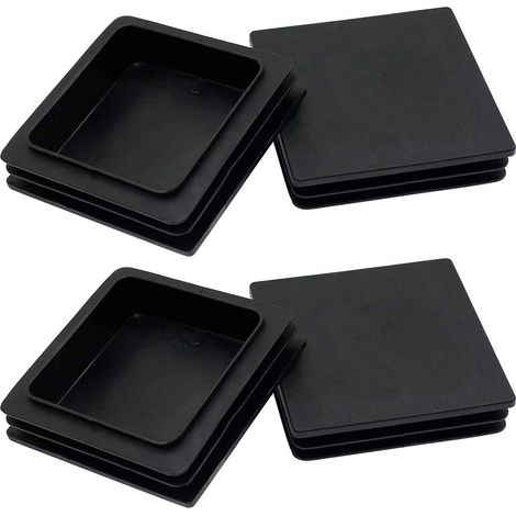 100 x 100mm Plastic Square Tube Inserts End Caps Square Plastic Plug for Table Legs, Chair Legs, Fence Post Pipe Tube End, Furniture Sliding Black Plastic Square 4pcs