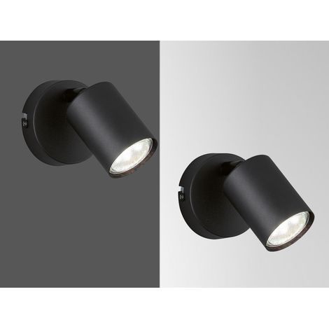 2er SET LED Wandstrahler Schwarz mit Schalter, Breite 8cm (1/4)