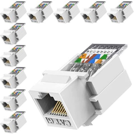 10 pièces prise RJ45 Cat6 Keystone – sans outil – prise murale Ethernet – coupleur réseau Cat6 (1/4)