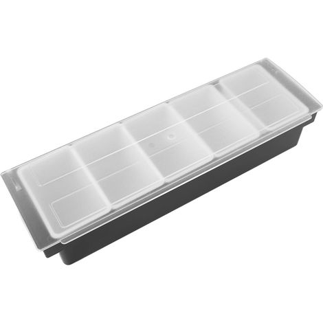 Boîte à épices de cuisine avec couvercle, compartiments multiples, pour sel, sucre, noix, bonbons, fruits secs, noire, 5 compartiments