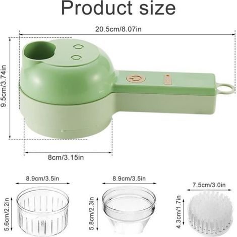Robot Culinaire Manuel - Ensemble de Coupe Légumes 4 en 1 - Portatif - Sans Fil - Grande Capacité 200 ml (1/4)