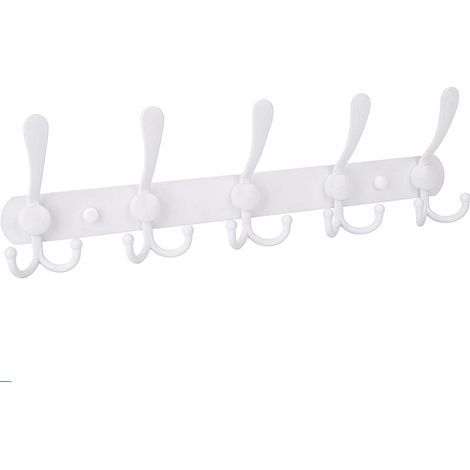 Wandgarderobe, Wandhakenleiste, Garderoben- und Handtuchhalter aus Edelstahl für Schlafzimmer, Flur, Badezimmer, Büro, Kleidung, Hüte (Weiß)