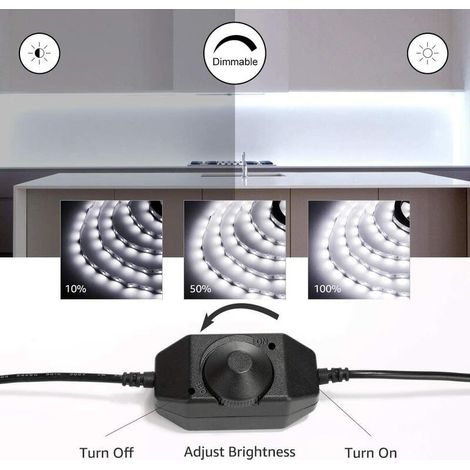 Barre Lumineuse LED 10m, 600 LED SMD 2835 LED Blanc Froid 6000K Barre Lumineuse LED, Barre Lumineuse 16W 2300lm pour Meubles, Escalier, Chambre, Cuisine(2 rouleaux de 5 mètres) (1/4)