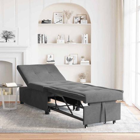 Schlafsofa Ausziehbar Dunkelgrau 194 x 67 x 82 cm Mikrofaser