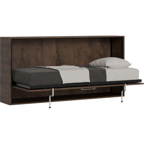Letto Singolo a Scomparsa Salvaspazio Orizzontale Kando H97 cm Marrone (1/5)
