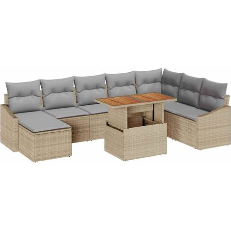 Maison Exclusive - Gartensofa-set 9 Stk. Beige und Grau (1/5)