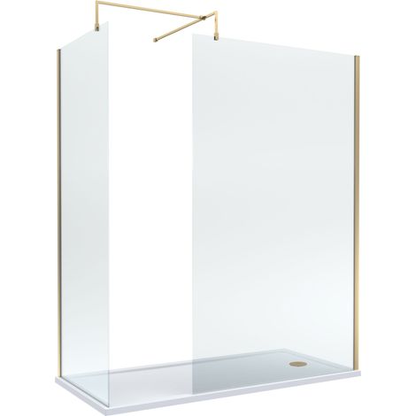 Balterley Walk-In Wetroom Bundle with Tray and Waste, 1700x700mm, Brushed Brass (1/4)