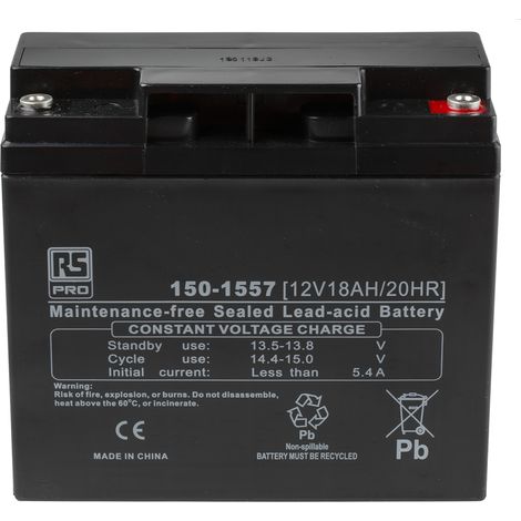 Batterie au plomb étanche RS PRO 12V 18Ah cyclique ( Prix pour 1 )