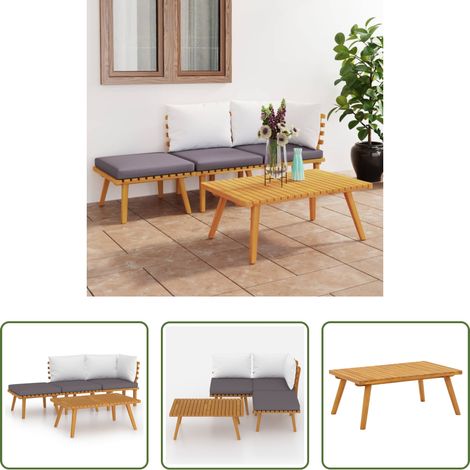 vidaXL Mobilier extérieur - Salon de jardin 4 pcs avec coussins Bois d'acacia solide (1/5)