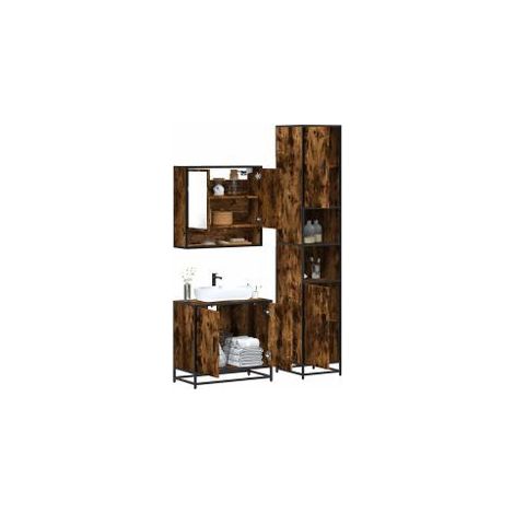 Ensemble de meubles de salle de bain 3 pcs Chêne fumé (1/5)