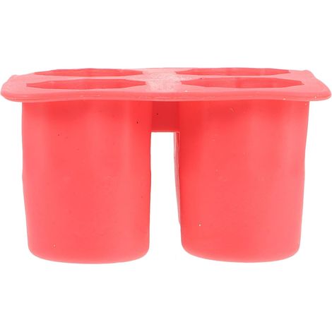 Moule à Glaçons en Silicone Souple Rouge, 4 Bacs de Tasse, Sûr (1/5)