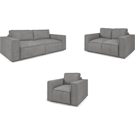 Sofaset Designersofa VAJANA 3-2-1 Stoff Tilia Grau (1/5)