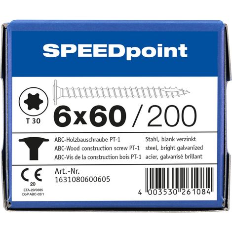 ABC 6x60 Speedpoint Holzbauschraube Tellerkopf TX Verzinkt Vollgew. (1/5)