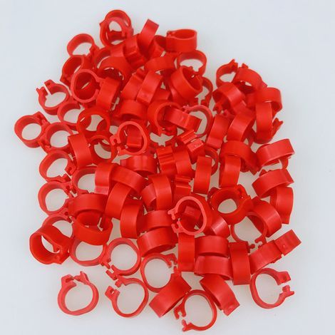 100 Stück Vogelfußringe 8 mm 001 - 100 Taubennummer-Kennzeichnung Geflügelbedarf Clip Taubenring Taubenbeinring (rot) (1/4)