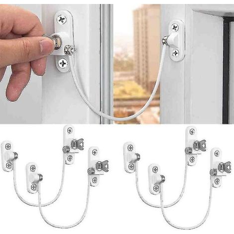 Limiteur D Ouverture De Fenetre - Câble De Sécurité En Acier - Pour Fenêtres Et Portes PVC Aluminium Bois - 4 Pièces (1/5)