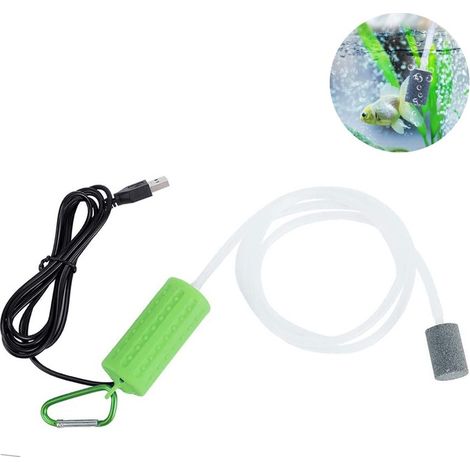 Pompe à air Jormftte, ultra-silencieuse, faible consommation 1 W, portable, bleu clair/noir/vert, 7 x 3 x 3 cm (1/4)
