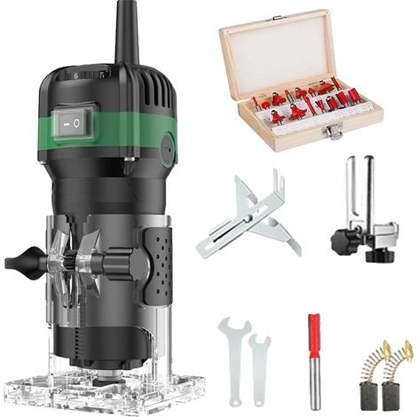 Défonceuse Électrique, Moteur Haute Puissance, Contrôle de Vitesse Variable, EU PRISE + Ensemble de fraises de 15 pièces (1/2)