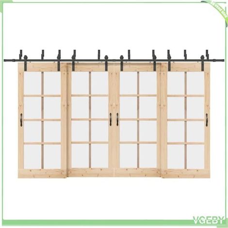 Kit de quincaillerie de porte coulissante - FAF7291712426452 - acier enduit de poudre - rail 400 cm - charge 80 kg (1/5)