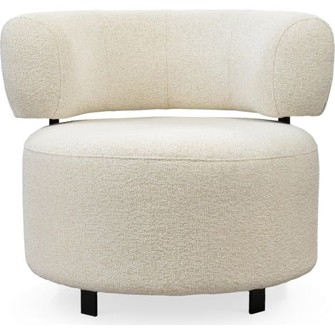 NAYA - Fauteuil design en tissu beige et métal noir (1/5)