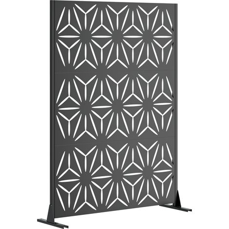 Biombo de privacidad independiente de metal 183 x 116 cm con base estable negro MODENUIT (1/5)