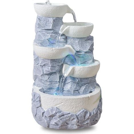 Fontana interna a cascata a 4 livelli, effetto pietra naturale, luce LED colorato, decorazione per interni Zen e riposante, fontana da tavolo, idea regalo eccezionale, H 31 cm – Ganda Zen'Light (1/5)