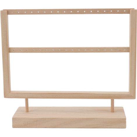 Jeffergarden Boucles d'oreilles organisateur support journal couleur boucles d'oreilles en bois porte-bijoux présentoir de stockage pour boucles d'oreilles suspendues 2 couches (1/5)