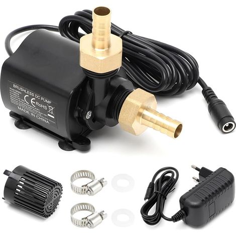 Mini pompe à eau 12 V 800 l/h avec réglage de la vitesse de rotation à 5 vitesses, hauteur de refoulement de 5 m, pompe à bassin, aquarium, pompe à fontaine, mini pompe d'aquarium (1/5)