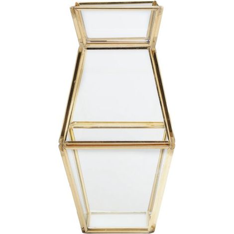 Contenant de rangement géométrique en verre, support pour jardinière en forme de vase, avec cerceau en cuivre intégré. (1/5)