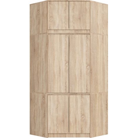 Akord – Armoire d'angle avec surmeuble – Chêne sonoma – 6 portes – Dimensions 100x50x235 cm – Panneau stratifié – Rangement optimisé pour petits espaces (1/4)