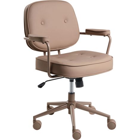 Silla de oficina de piel sintética estructura de metal función giratoria inclinación altura ajustable muebles de oficina marrón claro Paramus