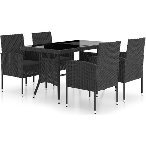 Maison Exclusive - Set da Pranzo da Giardino 5 pz in Polyrattan Nero