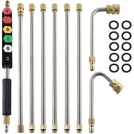 Barres d'extension pour nettoyeur haute pression, 4000PSI Pointes de Lance de Remplacement télescopiques Outils de Nettoyage pour Le Lavage des fenêtres de Toit (1/4)