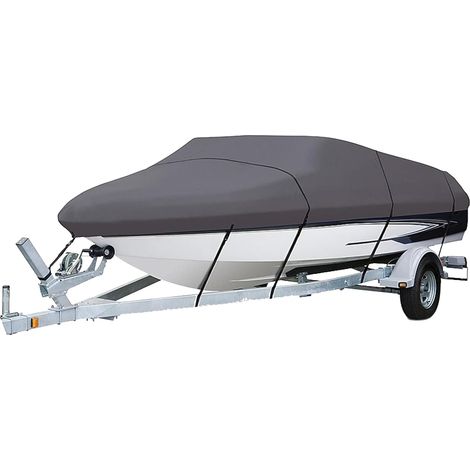 Housse de Bateau 420D à Usage intensif Qualité Marine Toile Oxford imperméable Housses Anti Housse Aux Déchirures Bâche De Bateau Réglable pour Yacht Bateau de pêche Ski Boat(Gris 20 22Ft) (1/5)