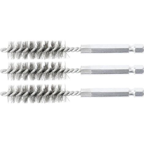 Brosse en Acier 3 pcs - 13 mm, 6,3 mm (1/4) - Résistante et Polyvalente pour Nettoyage et Débouchage - D-Work
