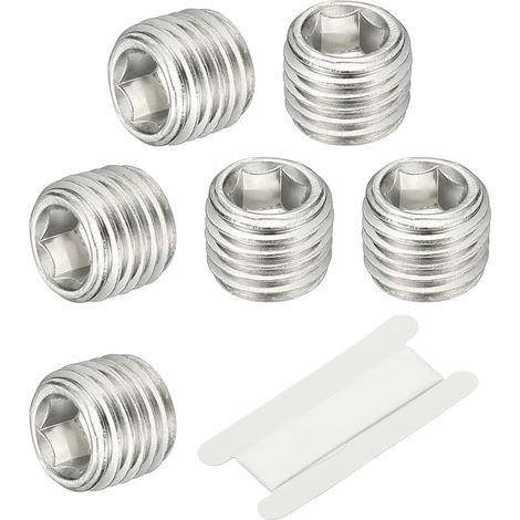 1/8" NPT Male Raccord De Tube À Hexagone Interne, 4 Pcs 304 Acier Inoxydable Kit Assortiment Bouchon Tête Filetée Frapper Adaptateur Avec Ruban, Argent - 1/16" (1/5)