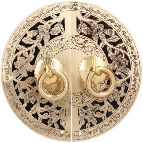 Poignée de porte en laiton à motif de fleurs rondes de 11 cm, pour armoire, placard, salon
